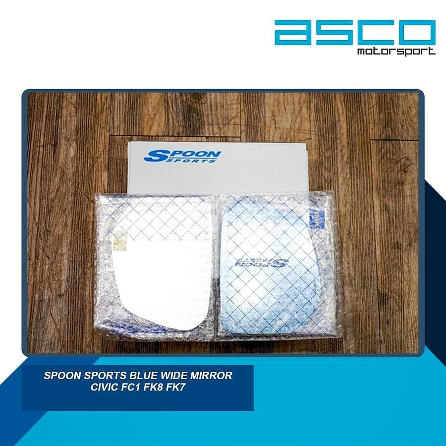 SPOON Sports Wide Blue Door Mirror Glass (Honda Civic FC1 / FK7 / FK8) — image 1
