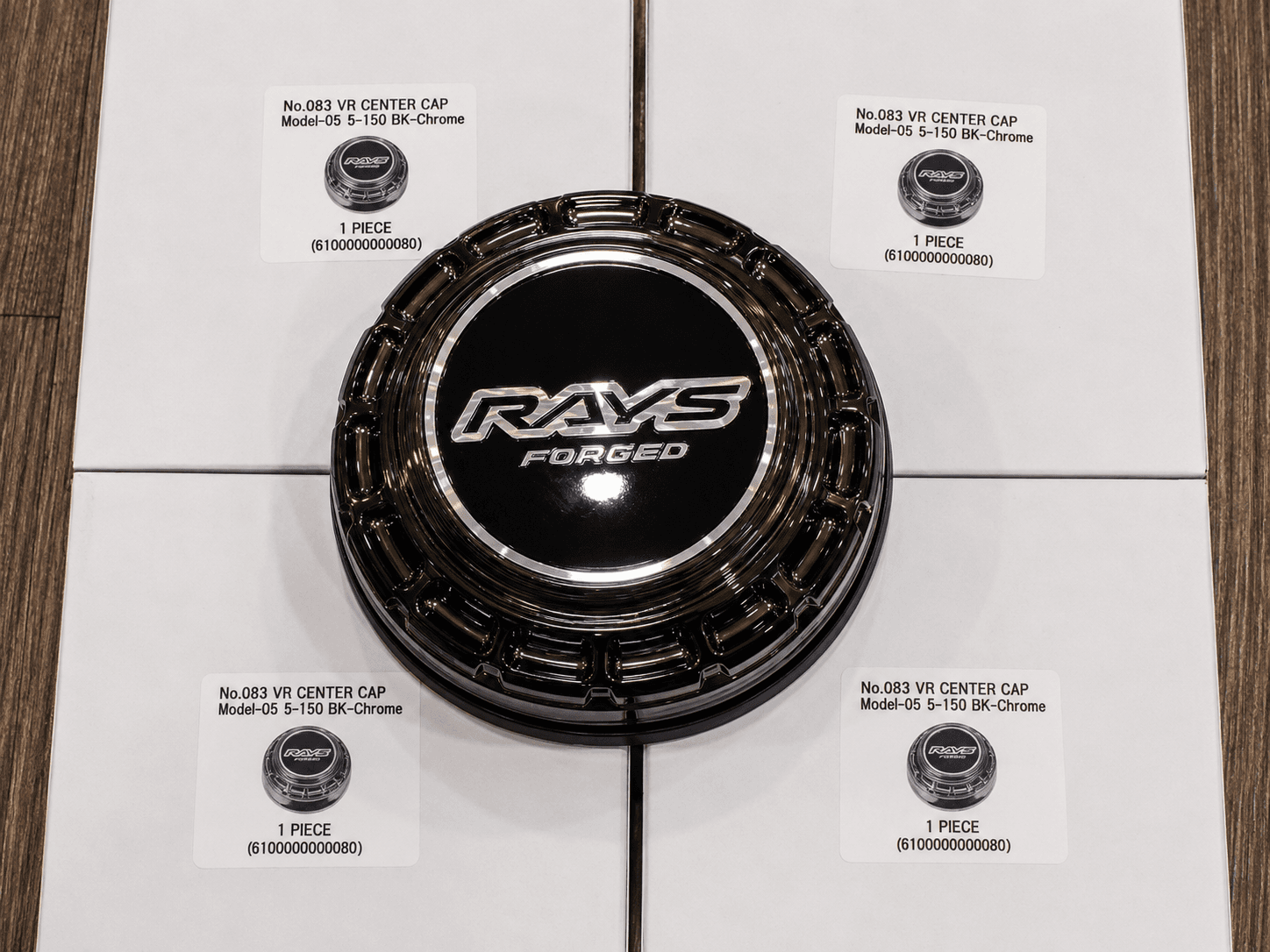 RAYS Engineering Official Japan Center Cap Set - TE37 Ultra Large 5x150 (Black Chrome) — image 1